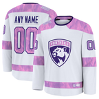 Gdoa Custom F.Panthers White 2024 Hockey Fights Cancer Practice Jerseys