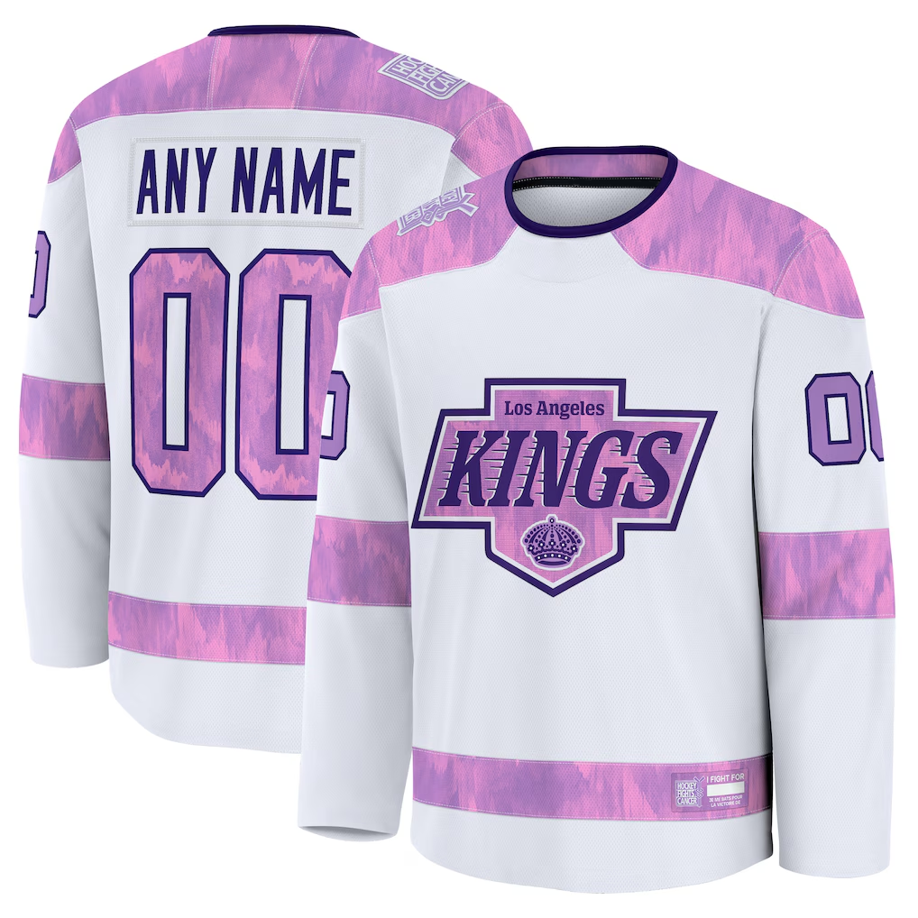 Gdoa Custom LA.Kings White 2024 Hockey Fights Cancer Practice Jerseys