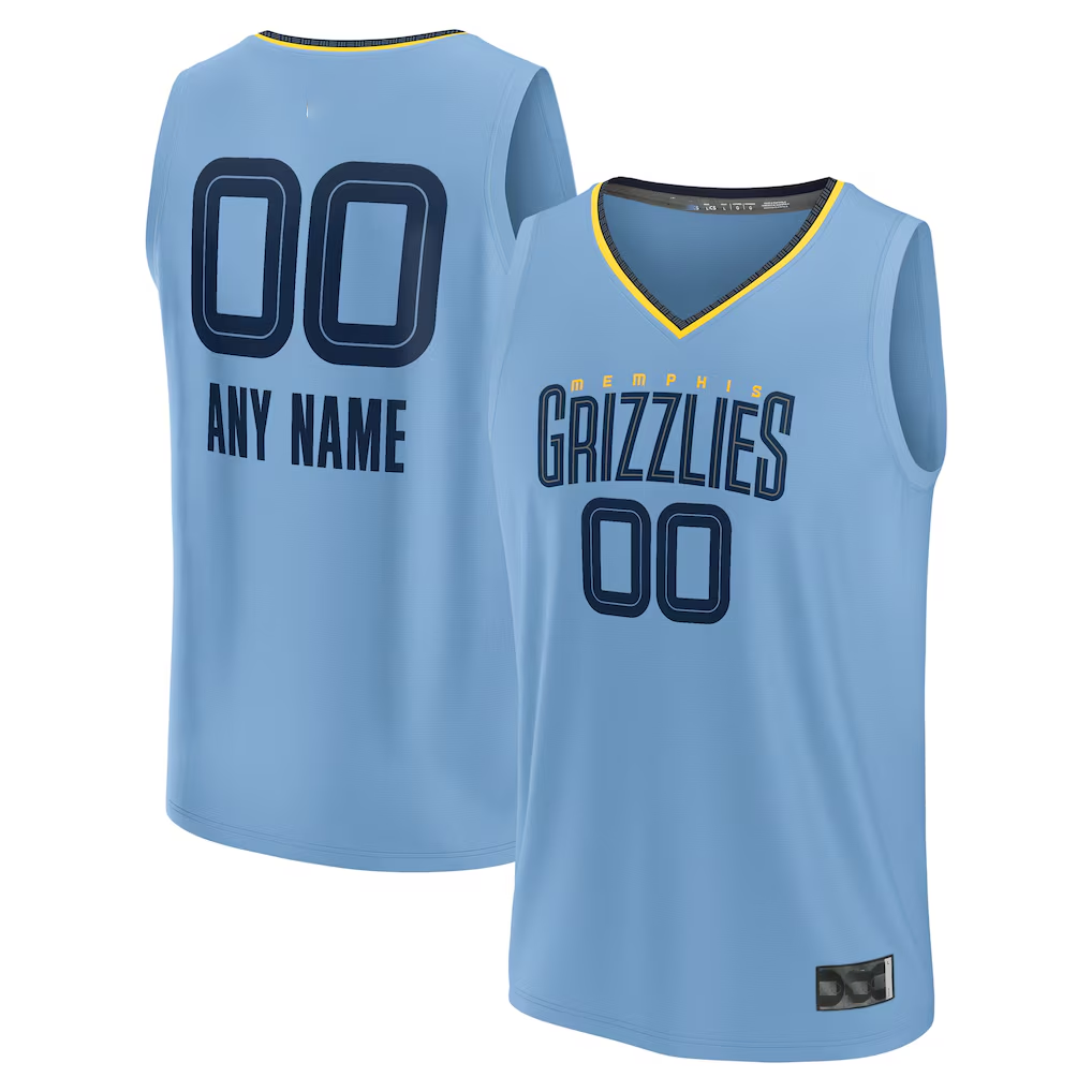 Edoa Custom M.Grizzlies Light Blue Fast Break Stitched Jerseys- Statement Edition