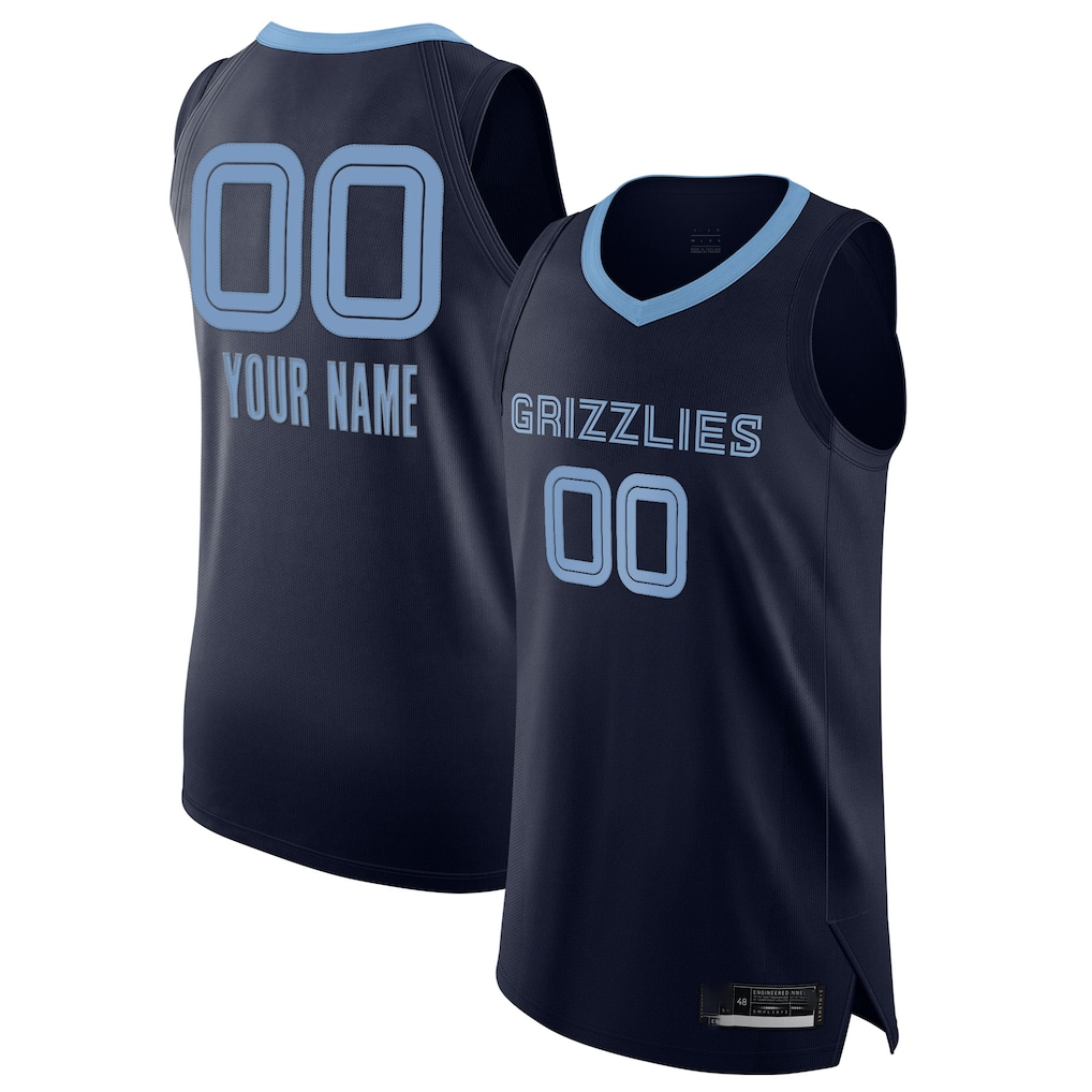 Edoa Custom M.Grizzlies Navy 2020-2021 Authentic Stitched Jerseys- Icon Edition