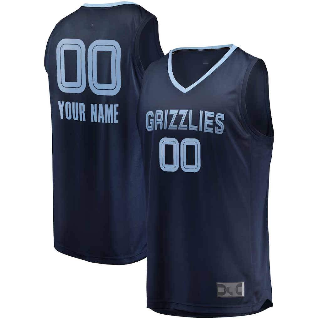 Edoa Custom M.Grizzlies Navy Fast Break Replica Stitched Jerseys- Icon Edition