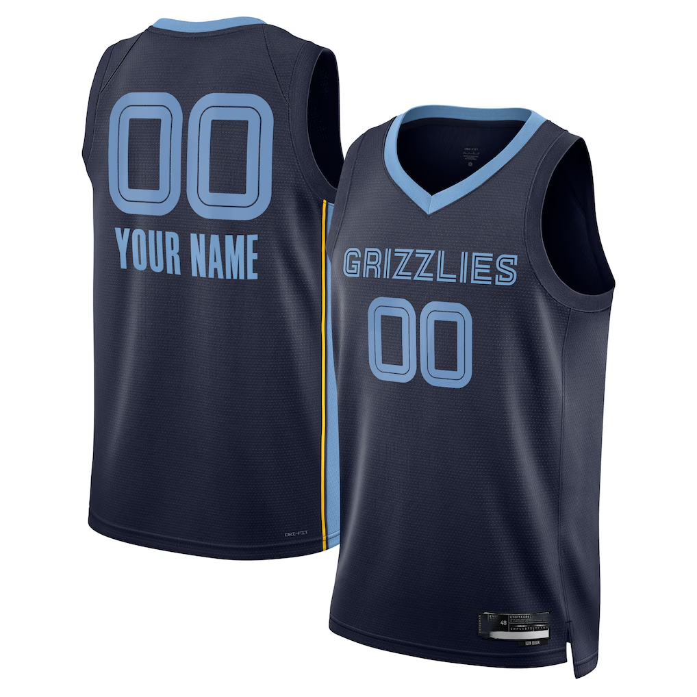 Edoa Custom M.Grizzlies Navy Swingman Stitched Jerseys- Icon Edition
