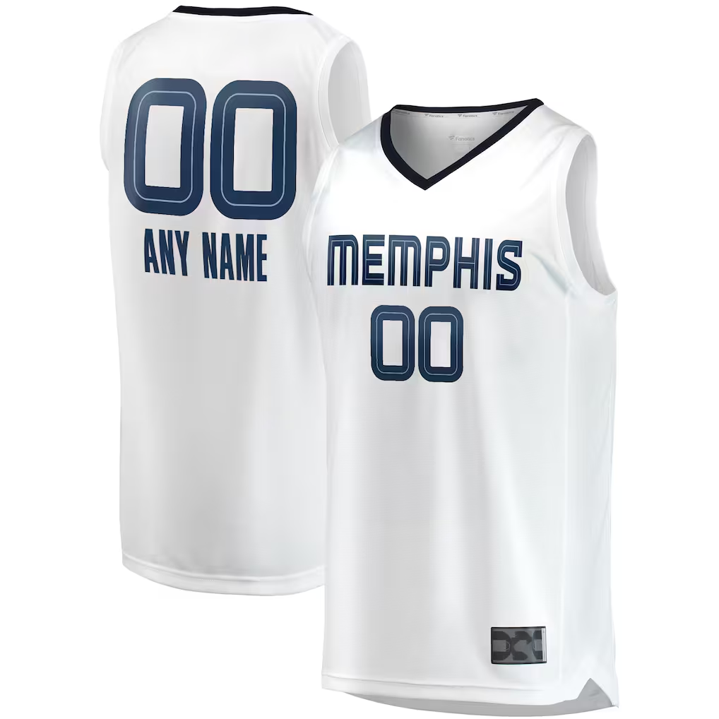 Edoa Custom M.Grizzlies White Fast Break Replica Stitched Jerseys- Association Edition