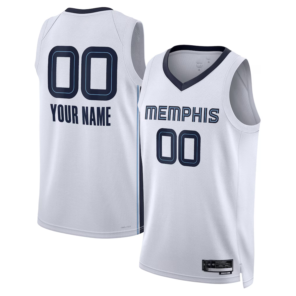 Edoa Custom M.Grizzlies White Swingman Stitched Jerseys- Association Edition