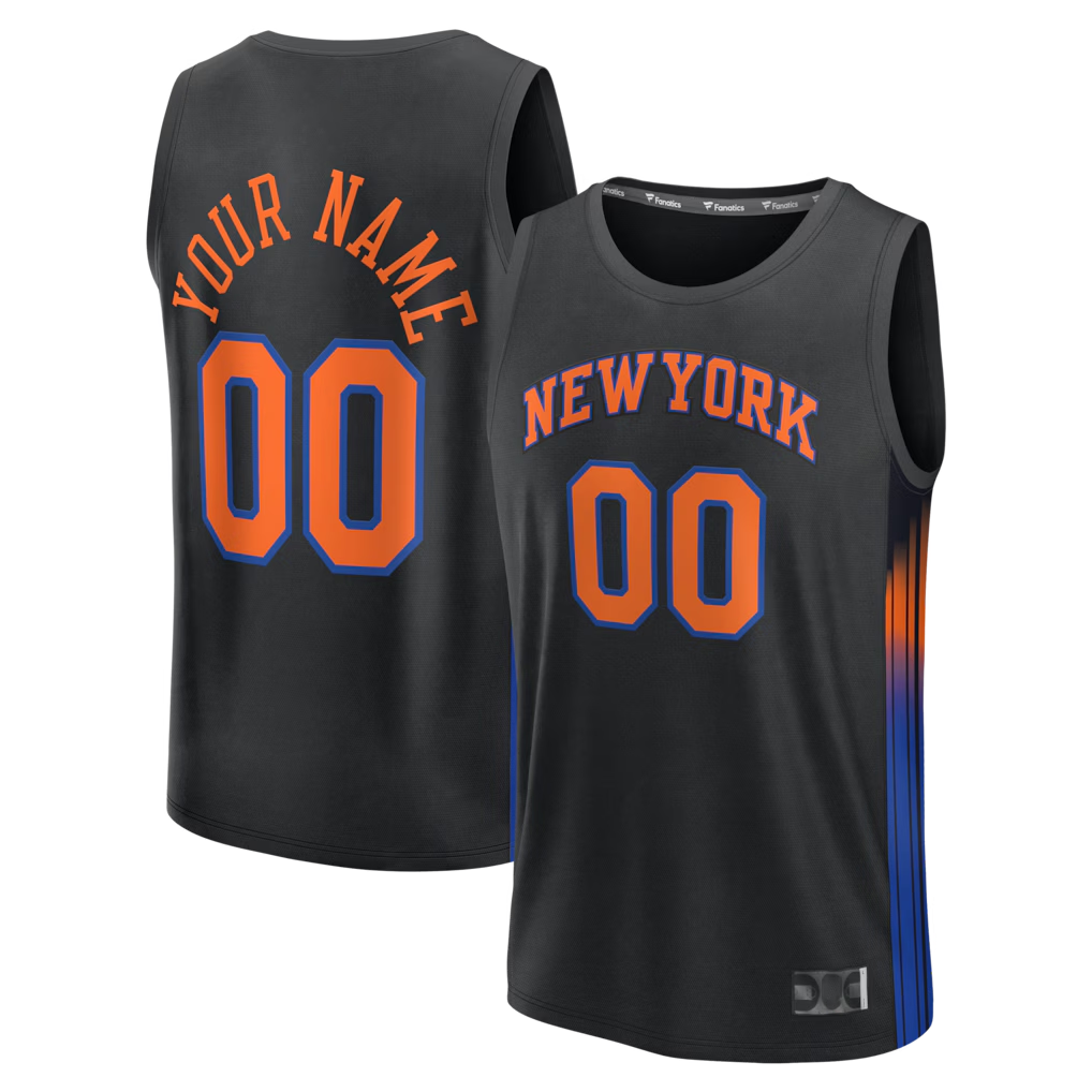 Edoa Custom NY.Knicks  Black Fast Break Jerseys - Icon Edition
