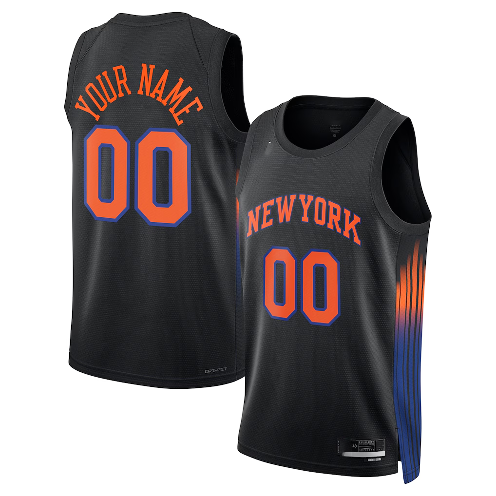 Edoa Custom NY.Knicks Black Swingman Jerseys - Statement Edition