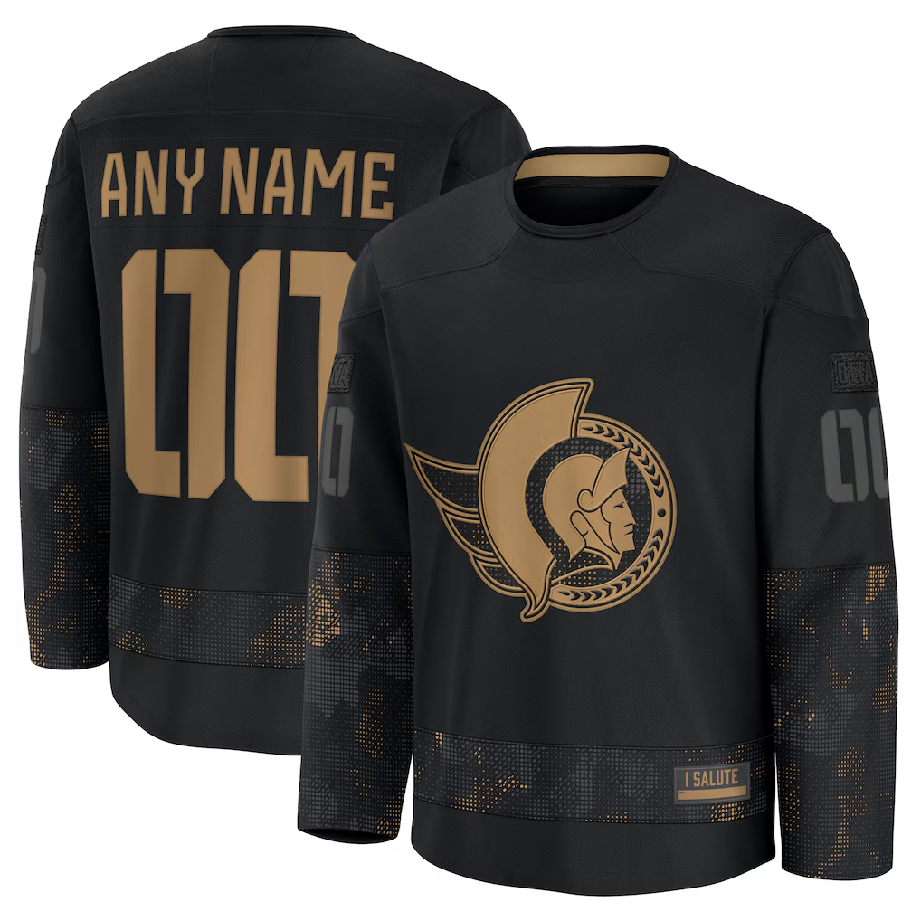 Gdoa Custom O.Senators Black 2024 Military Appreciation Practice Jerseys