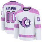 Gdoa Custom O.Senators White 2024 Hockey Fights Cancer Practice Jerseys