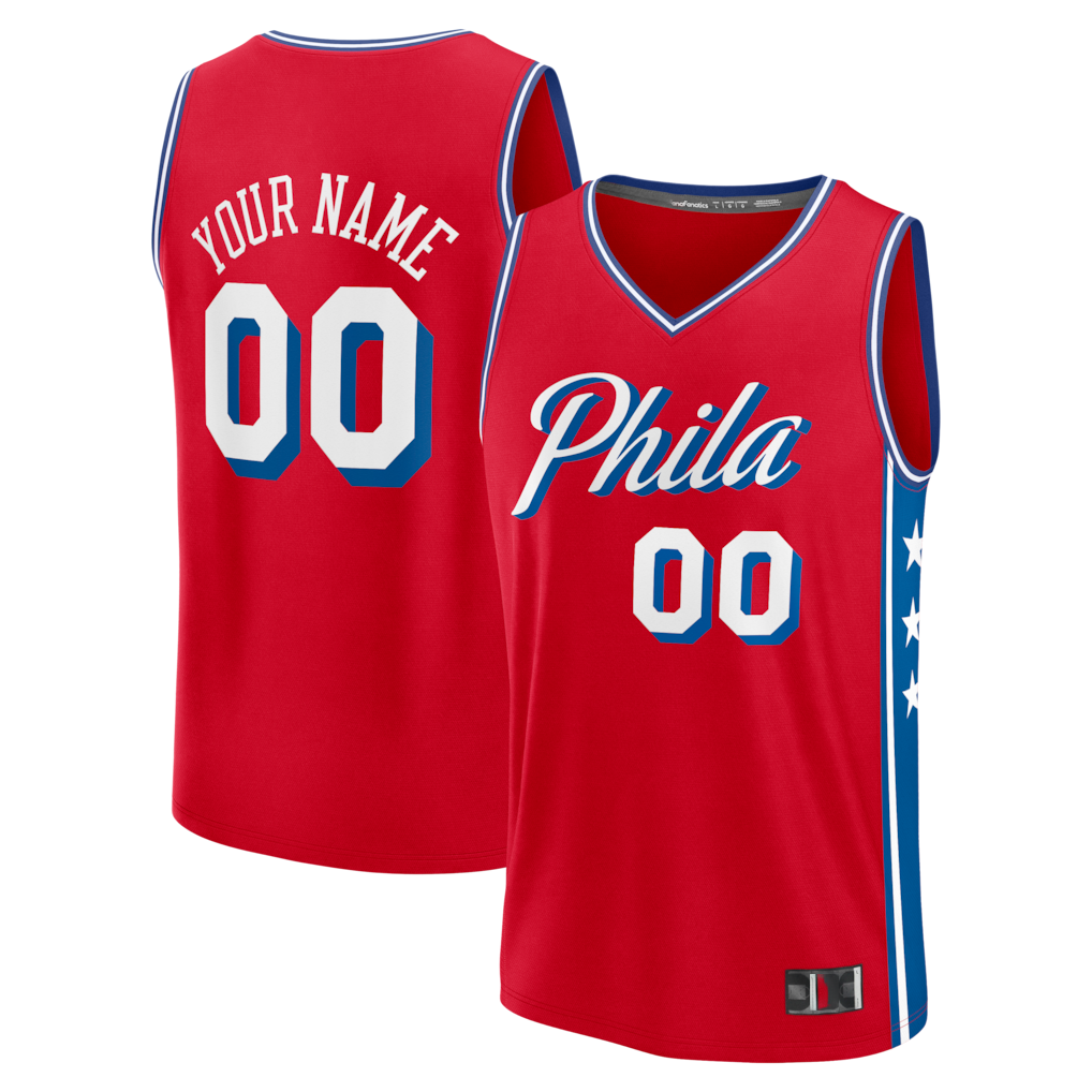 Edoa Custom P.76ers Red Fast Break Jerseys - Icon Edition