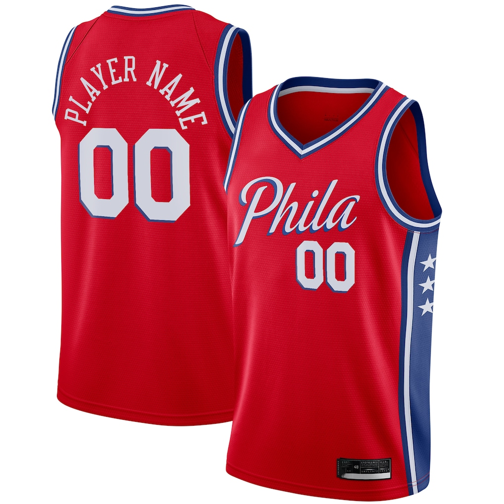 Edoa Custom P.76ers Red Swingman Jerseys - Statement Edition