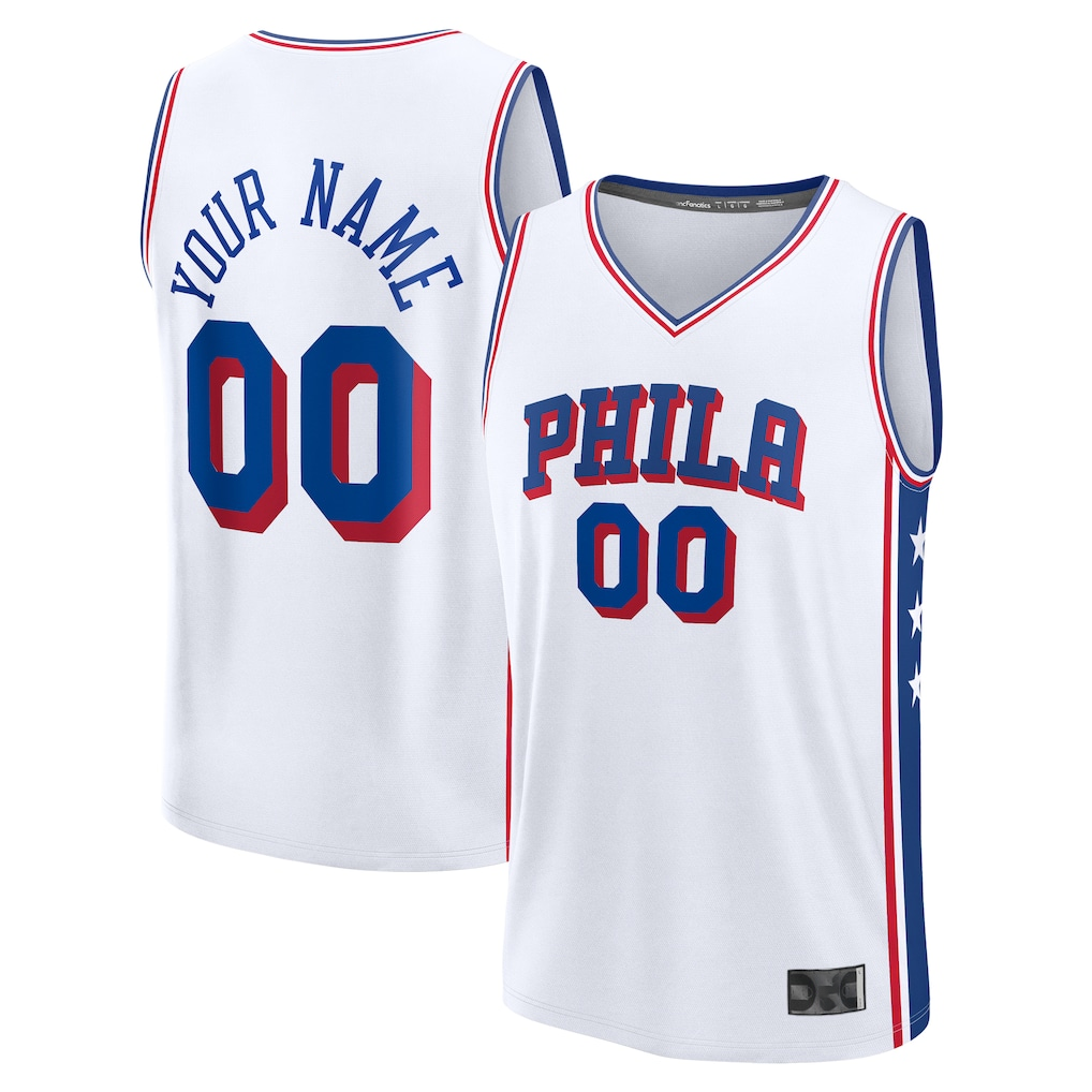 Edoa Custom P.76ers White Fast Break Jerseys - Association Edition