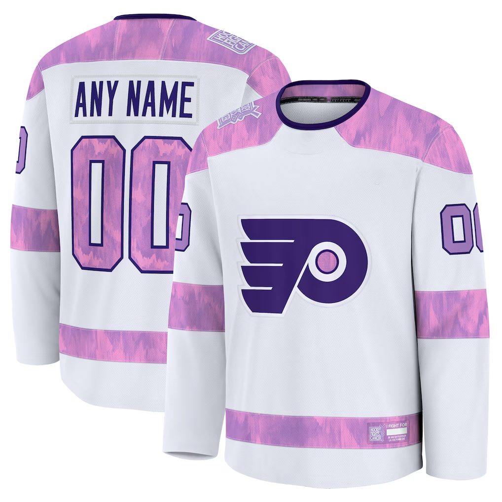 Gdoa Custom P.Flyers White 2024 Hockey Fights Cancer Practice Jerseys