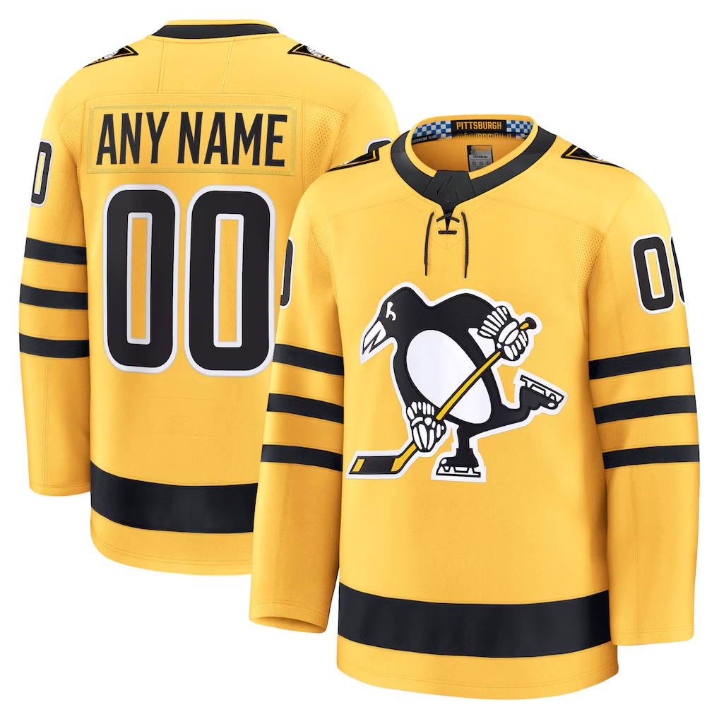 Gdoa Custom P.Penguins Gold Alternate Premium Jerseys