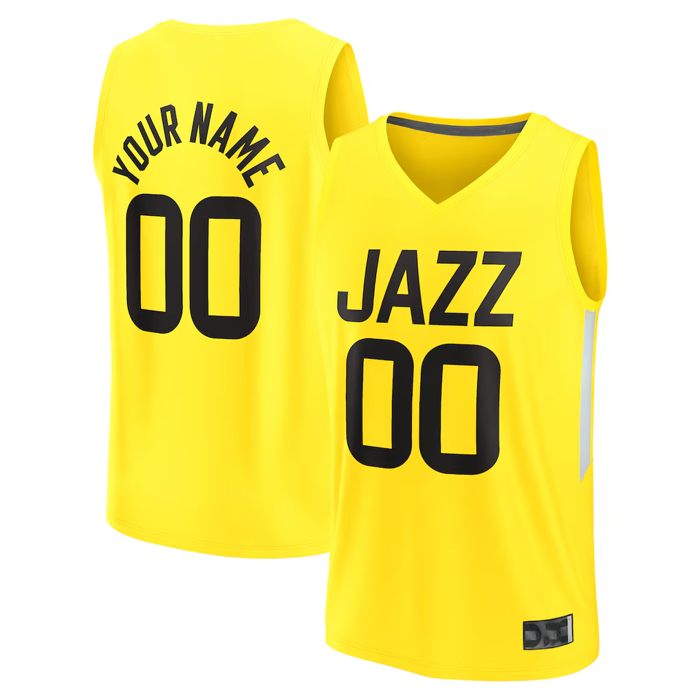 Edoa Custom U.Jazz Fanatics Yellow Fast Break Replica Jerseys - Icon Edition