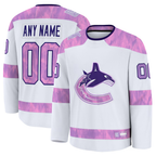 Gdoa Custom V.Canucks White 2024 Hockey Fights Cancer Practice Jerseys