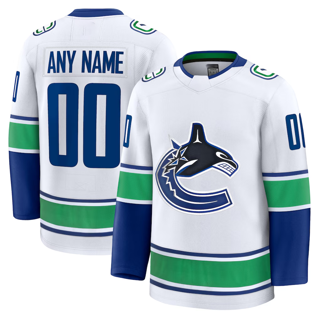 Gdoa Custom V.Canucks White Away Premium Jerseys