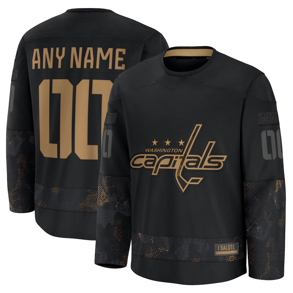 Gdoa Custom W.Capitals Black 2024 Military Appreciation Practice Jerseys