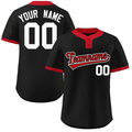 Custom Black Red-White Classic Style Authentic Two-Button Softball Jersey-1