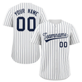Custom White Navy Stripe Fashion Authentic Baseball Jersey-1