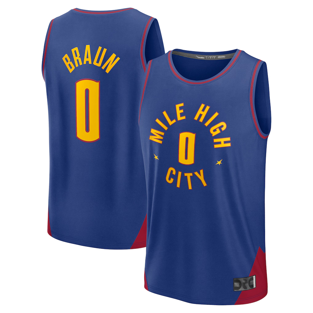 Edoa D.Nuggets #0 Christian Braun Blue Fast Break Replica Player Jerseys - Statement Edition