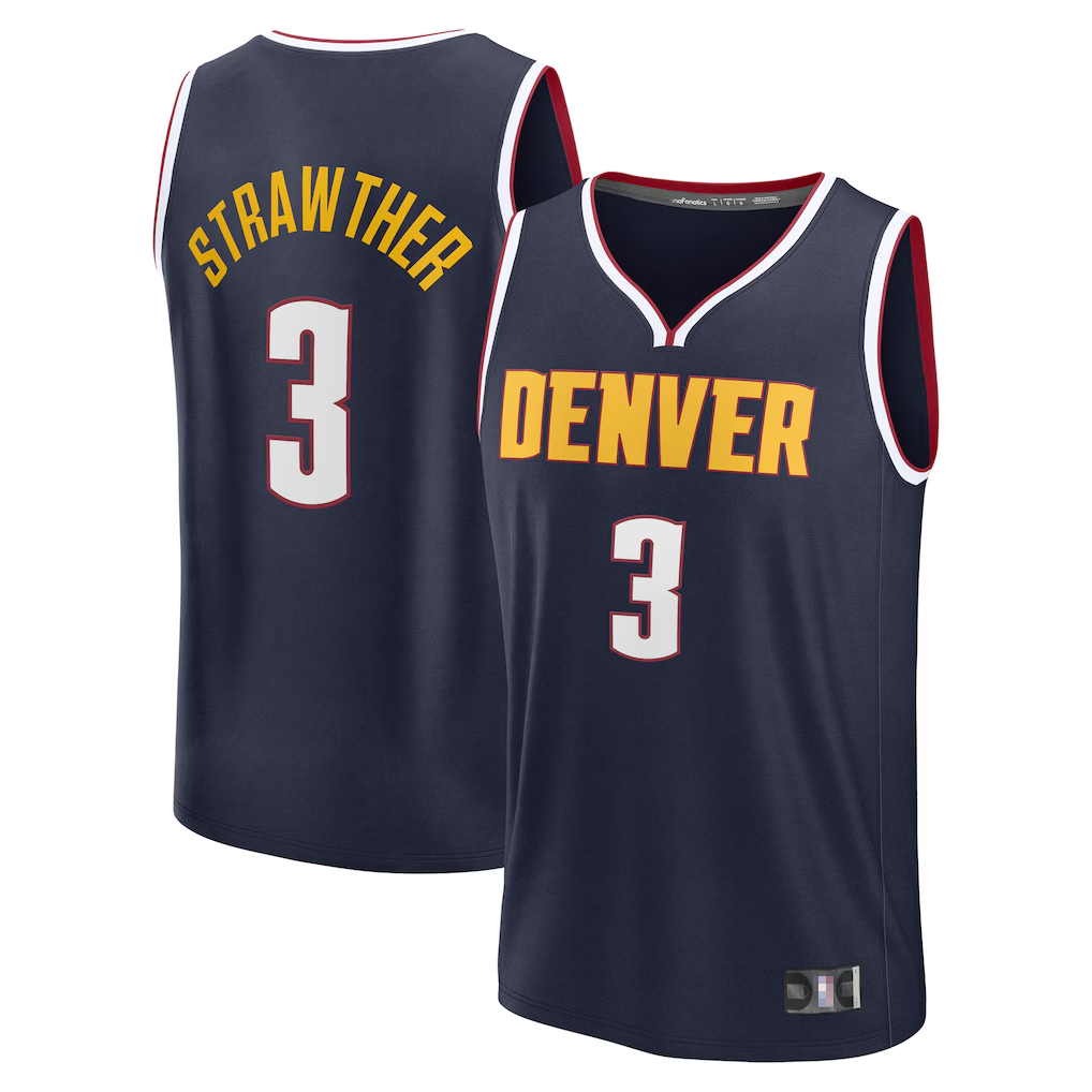 Edoa D.Nuggets #3 Julian Strawther Navy Fast Break Replica Player Jerseys - Icon Edition