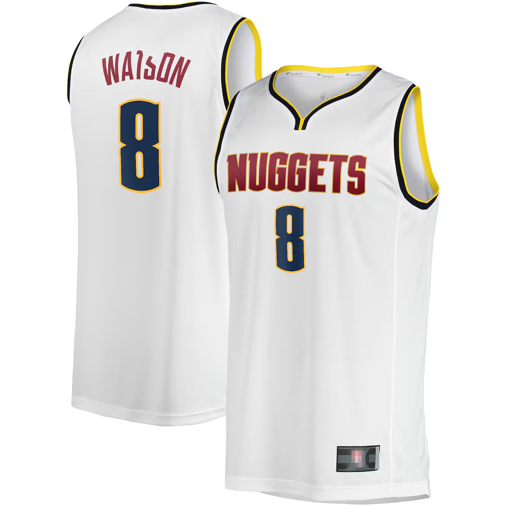 Edoa D.Nuggets #8 Peyton Watson White Fast Break Player Jerseys - Association Edition