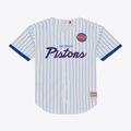 Edoa D.Pistons Mitchell & Ness White Head Coach Pinstripe Mesh Full-Button Baseball Jerseys