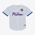 Edoa D.Pistons Mitchell & Ness White Head Coach Pinstripe Mesh Full-Button Baseball Jerseys
