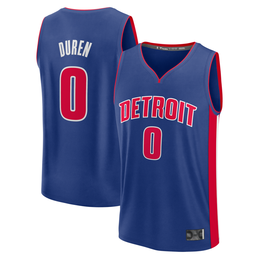 Edoa D.Pistons #0 Jalen Duren  Blue Fast Break Replica Jerseys - Icon Edition