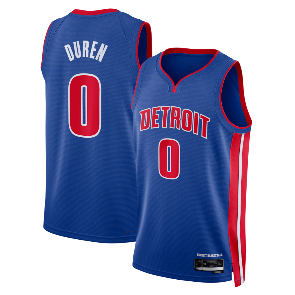 Edoa D.Pistons #0 Jalen Duren Blue Swingman Jerseys - Icon Edition