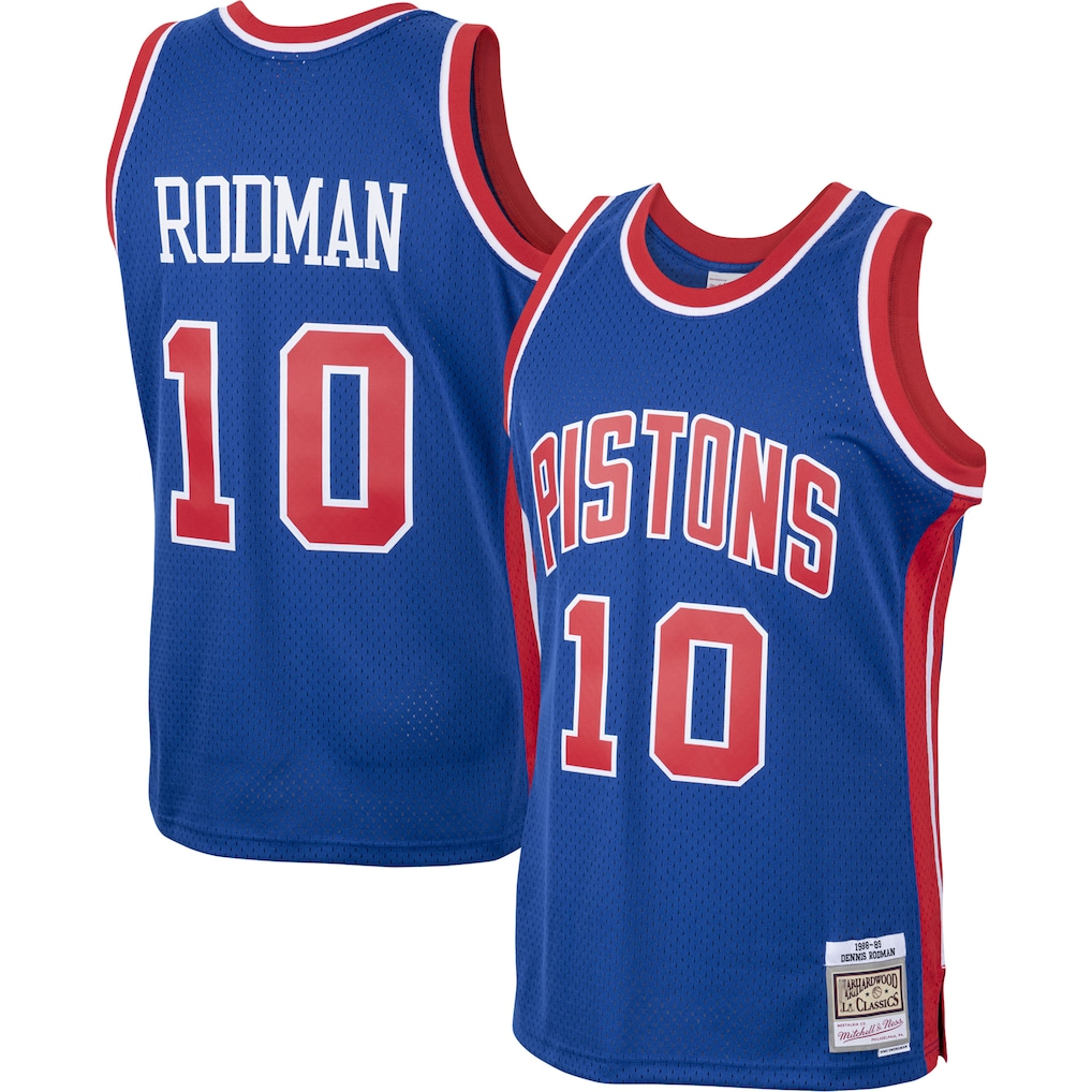 Edoa D.Pistons #10 Dennis Rodman Mitchell & Ness Royal 198889 Hardwood Classics Swingman Jerseys