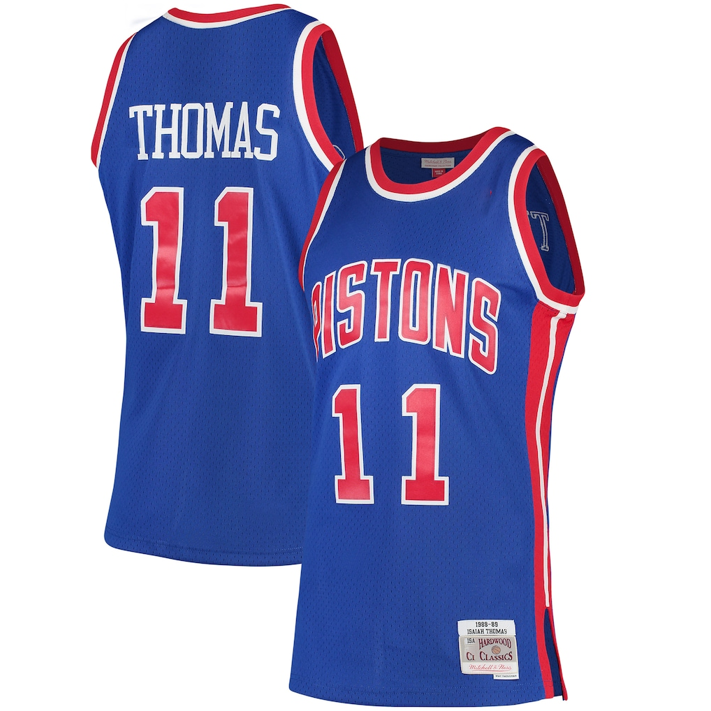 Edoa D.Pistons #11 Isiah Thomas Mitchell & Ness Blue 198889 Hardwood Classics Swingman Jerseys