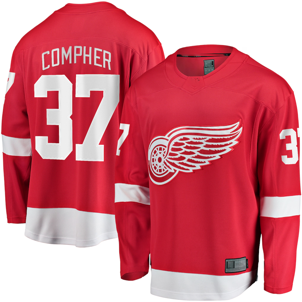 Gdoa D.Red wings #37 J.T. Compher Red Home Breakaway Jersey