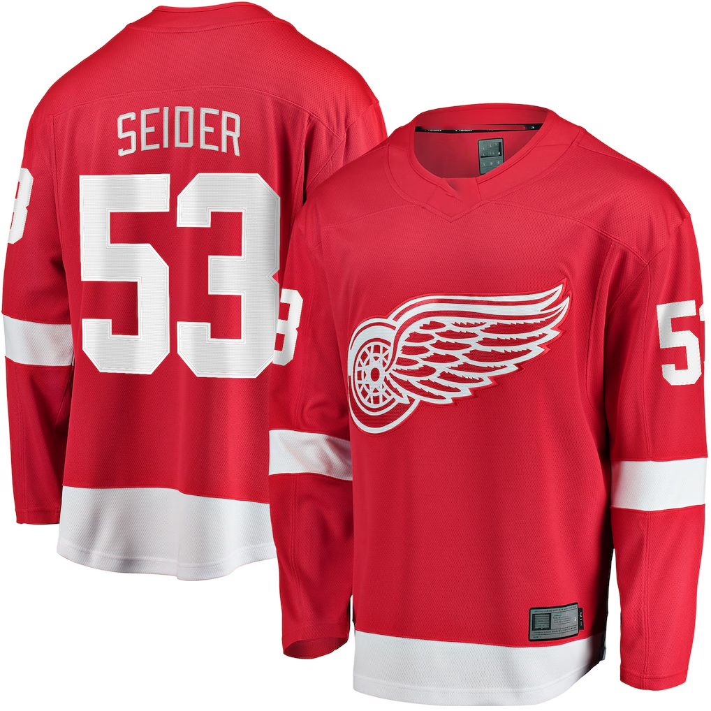 Gdoa D.Red wings #53 Moritz Seider Red Home Breakaway Player Jerseys