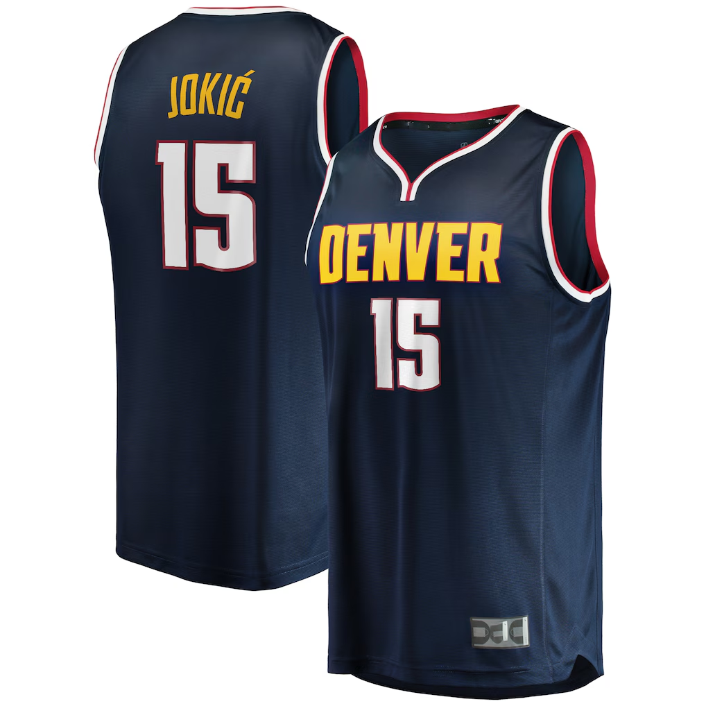 Edoa D.Nuggets #15 Nikola Jokic Navy Fast Break Player Jerseys - Icon Edition