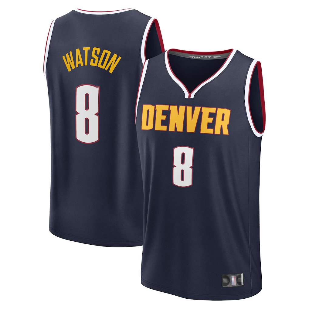 Edoa D.Nuggets #8 Peyton Watson Navy Fast Break Replica Player Jerseys - Icon Edition