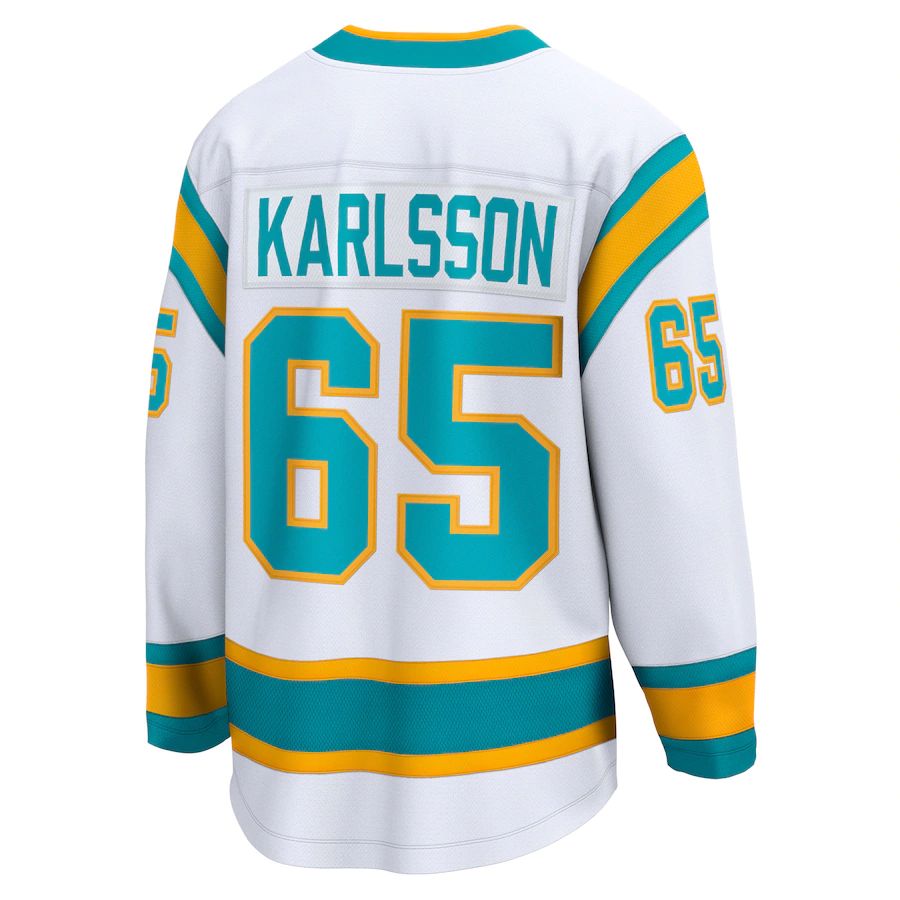 SJ.Sharks #65 Erik Karlsson Fanatics Branded Special Edition 2.0 Breakaway Player Jersey White Stitched American Hockey Jerseys