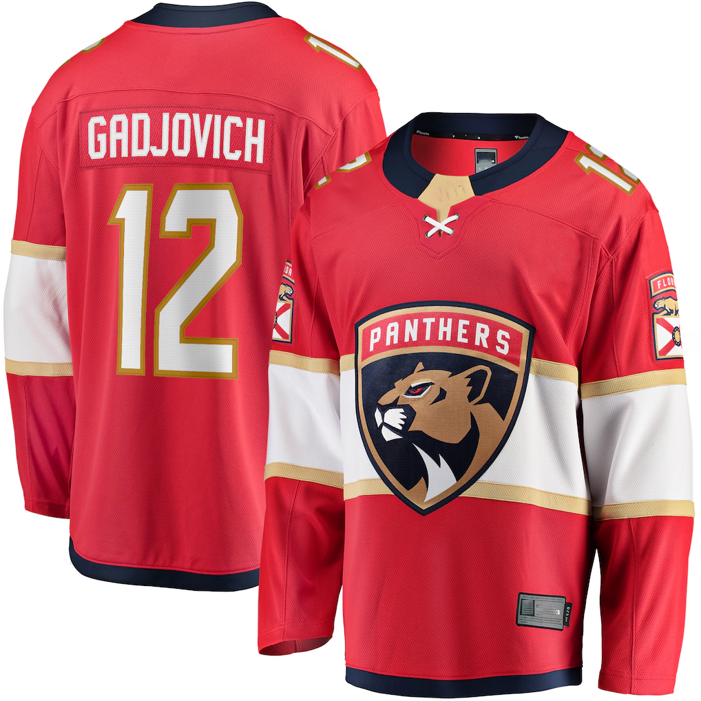 Gdoa F.Panthers #12 Jonah Gadjovich Red Premier Breakaway Player Jerseys