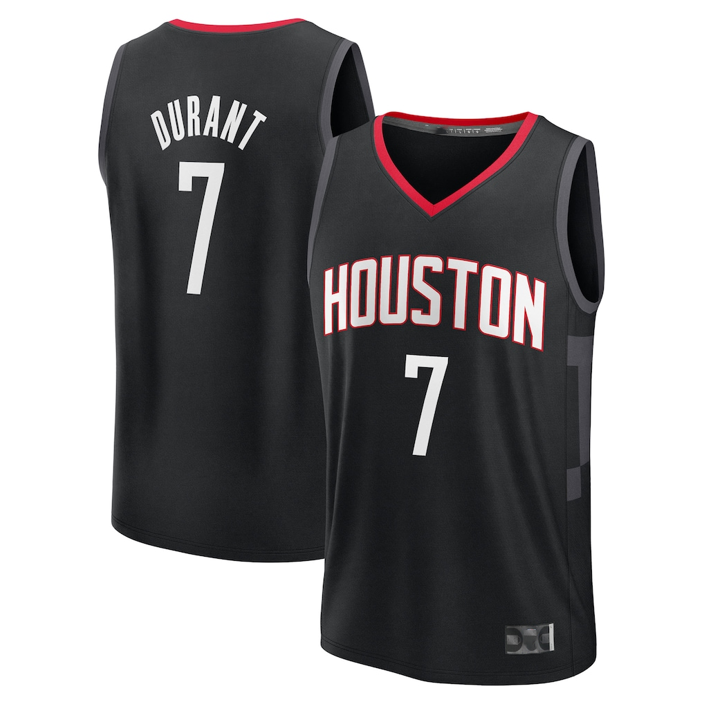 Edoa H.Rockets #7 Kevin Durant Black Fast Break Replica Player Stitched Jerseys-Statement Edition