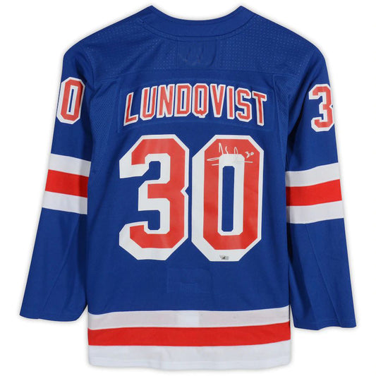 NY.Rangers #30 Henrik Lundqvist  Fanatics Authentic Autographed Jersey Blue Stitched American Hockey Jerseys