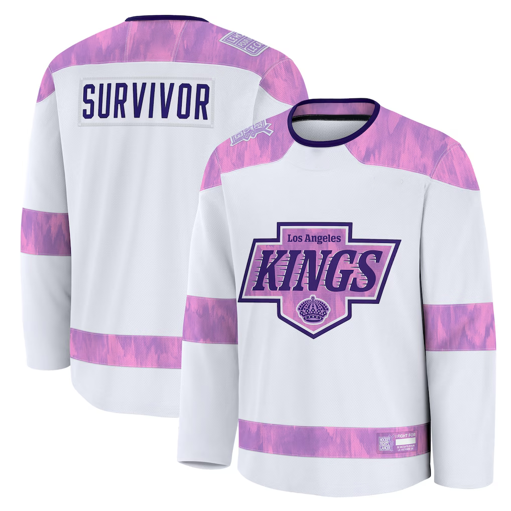 Gdoa LA.Kings White Hockey Fights Cancer Survivor Practice Jerseys