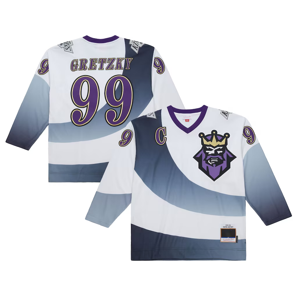 Gdoa LA.Kings #99 Wayne Gretzky Mitchell & Ness White 1995-96 Power Play Jerseys