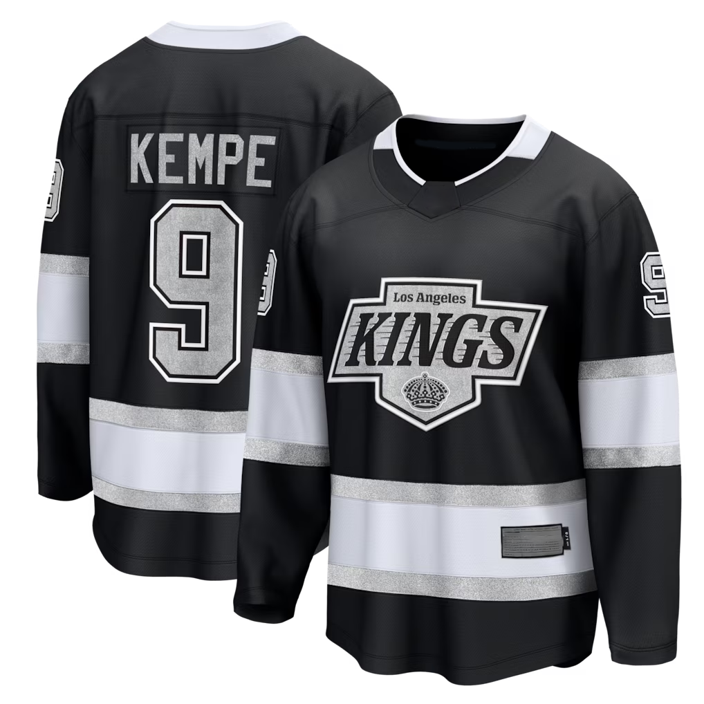 Gdoa LA.Kings #9 Adrian Kempe Black Home Premier Breakaway Player Jerseys