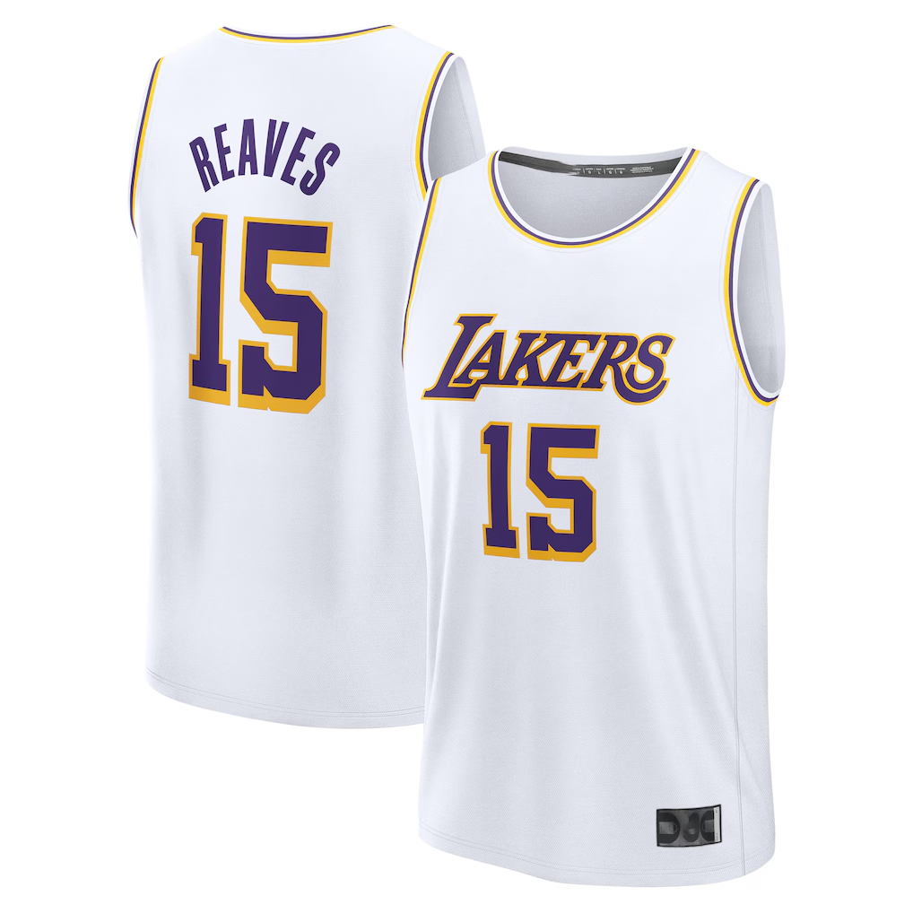 Edoa LA.Lakers #15 Austin Reaves White Fast Break Replica Player Stitched Jerseys - Association Edition
