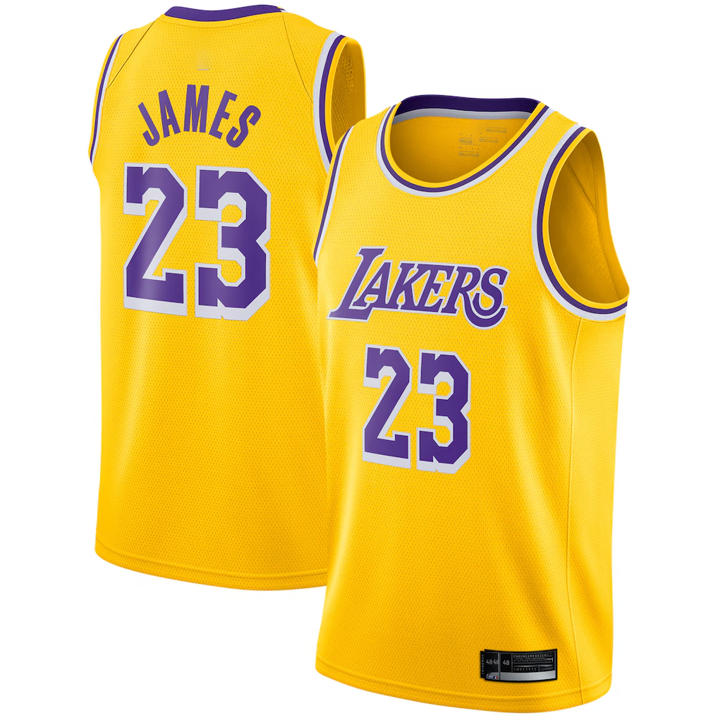 Edoa LA.Lakers #23 LeBron James Gold Swingman Player Stitched Jerseyss - Icon Edition