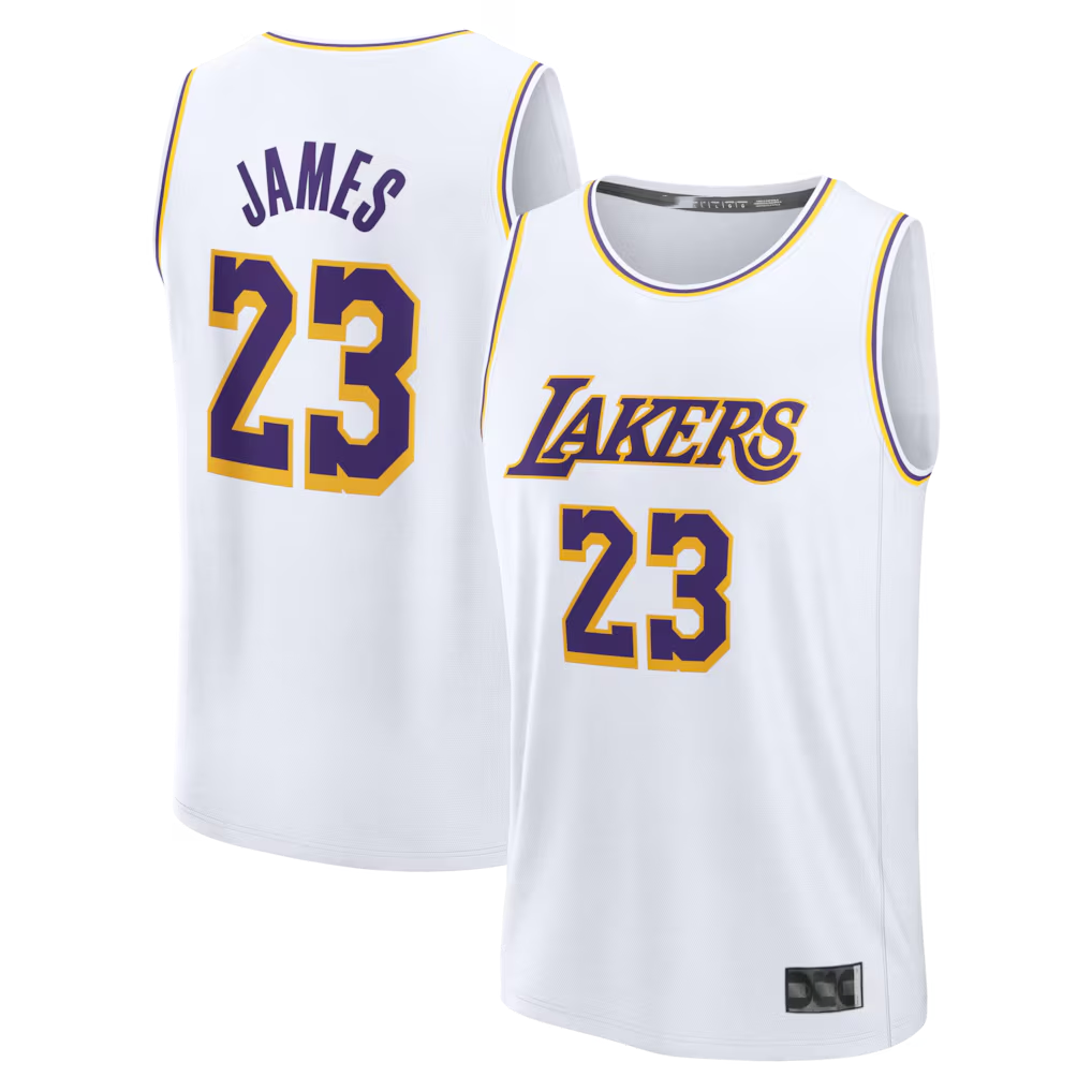 Edoa LA.Lakers #23 LeBron James White Fast Break Replica Player Stitched Jerseys - Association Edition