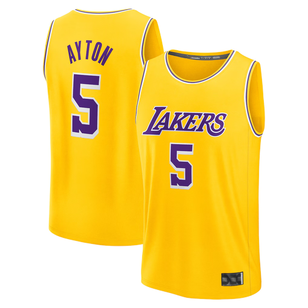 Edoa LA.Lakers #5 Deandre Ayton Gold Fast Break Replica Player Stitched Jerseys - Icon Edition