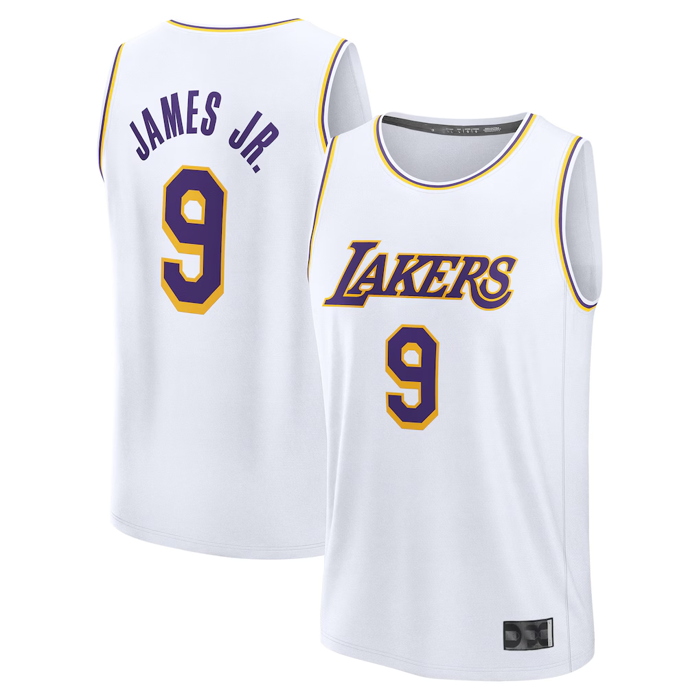 Edoa LA.Lakers #9 Bronny James White Fast Break Replica Player Stitched Jerseys - Association Edition