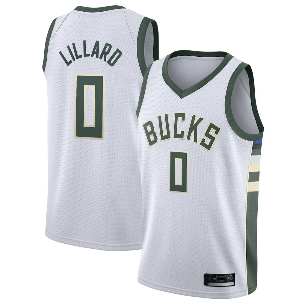 Edoa M.Bucks #0 Damian Lillard White Swingman Player Jerseys - Association Edition