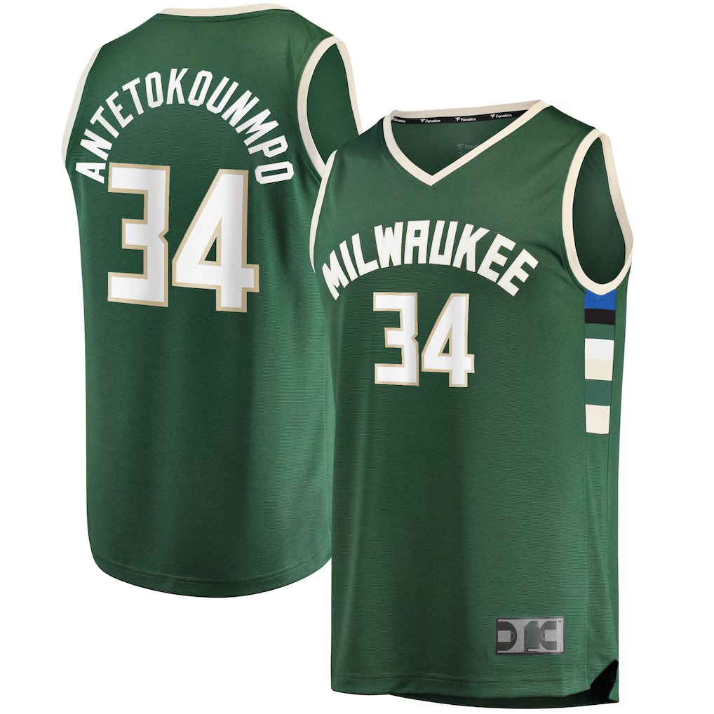 Edoa M.Bucks #34 Giannis Antetokounmpo Hunter Green Big & Tall Fast Break Player Jerseys - Icon Edition